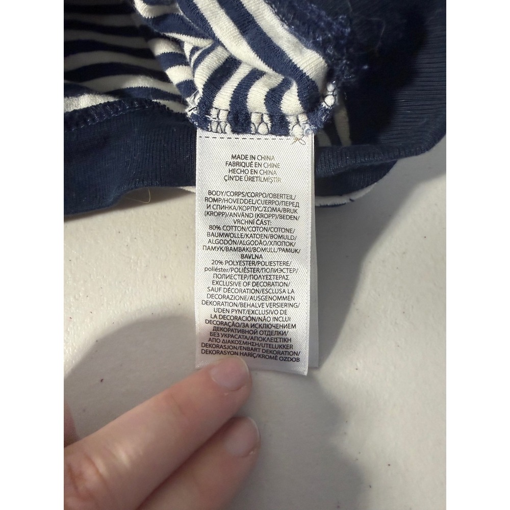 Ralph Lauren Kids‎ Striped Navy Blue White Cotton Blend Crew Neck Sweatshirt 24M - Picture 4 of 5